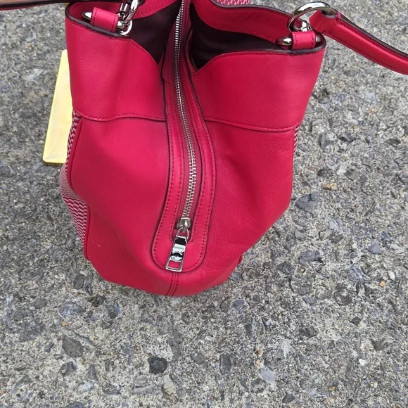 Coach Lexi Red Leather & Jacquard Fabric Shoulder Bag F57540 $498 Retail EUC - Picture 11 of 16